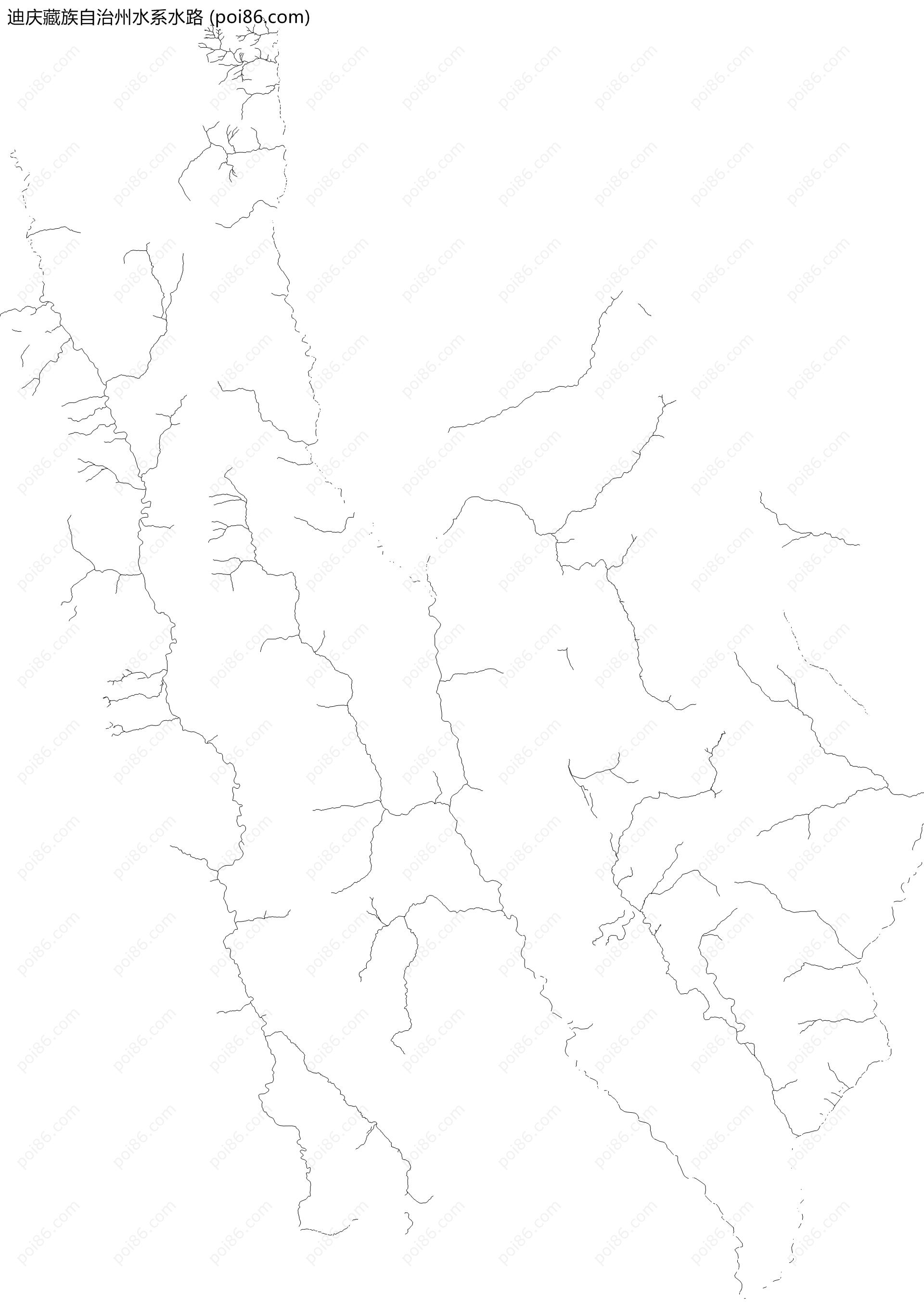 迪庆藏族自治州水系水路地图