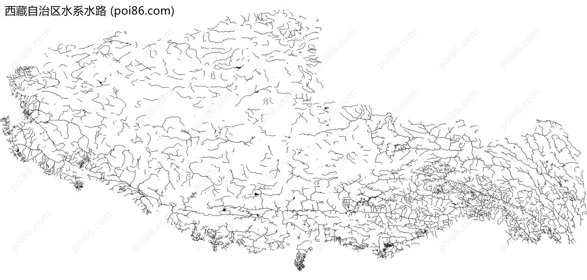 西藏自治区水系水路地图
