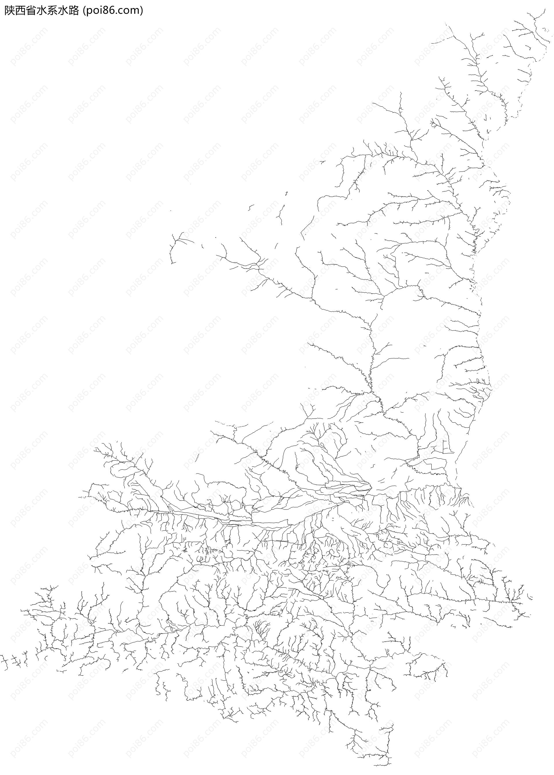 陕西省水系水路地图