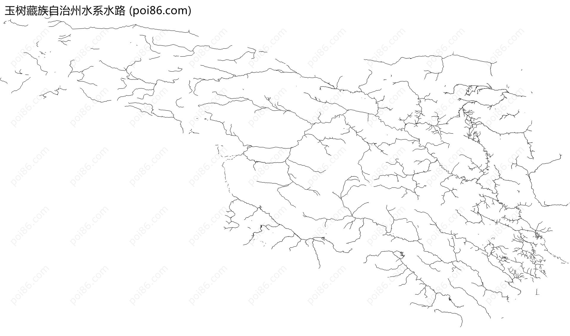 玉树藏族自治州水系水路地图