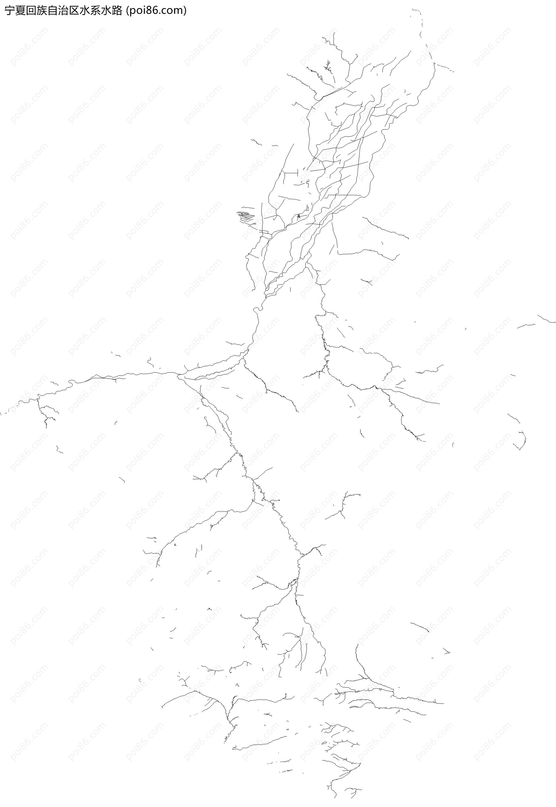 宁夏回族自治区水系水路地图